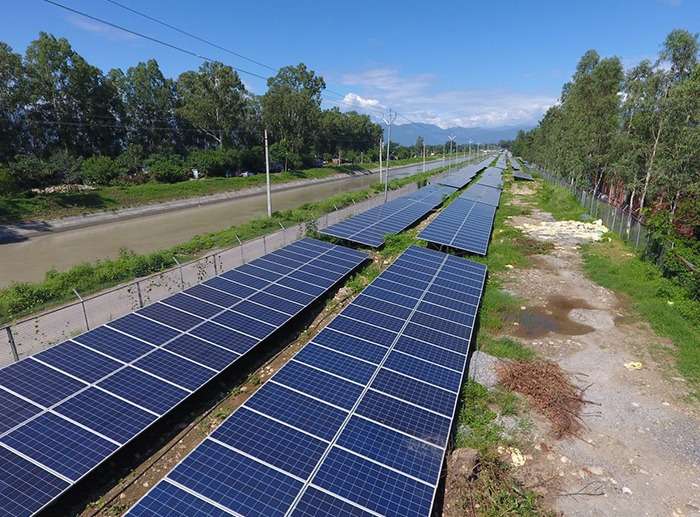 solar panel installation on road side